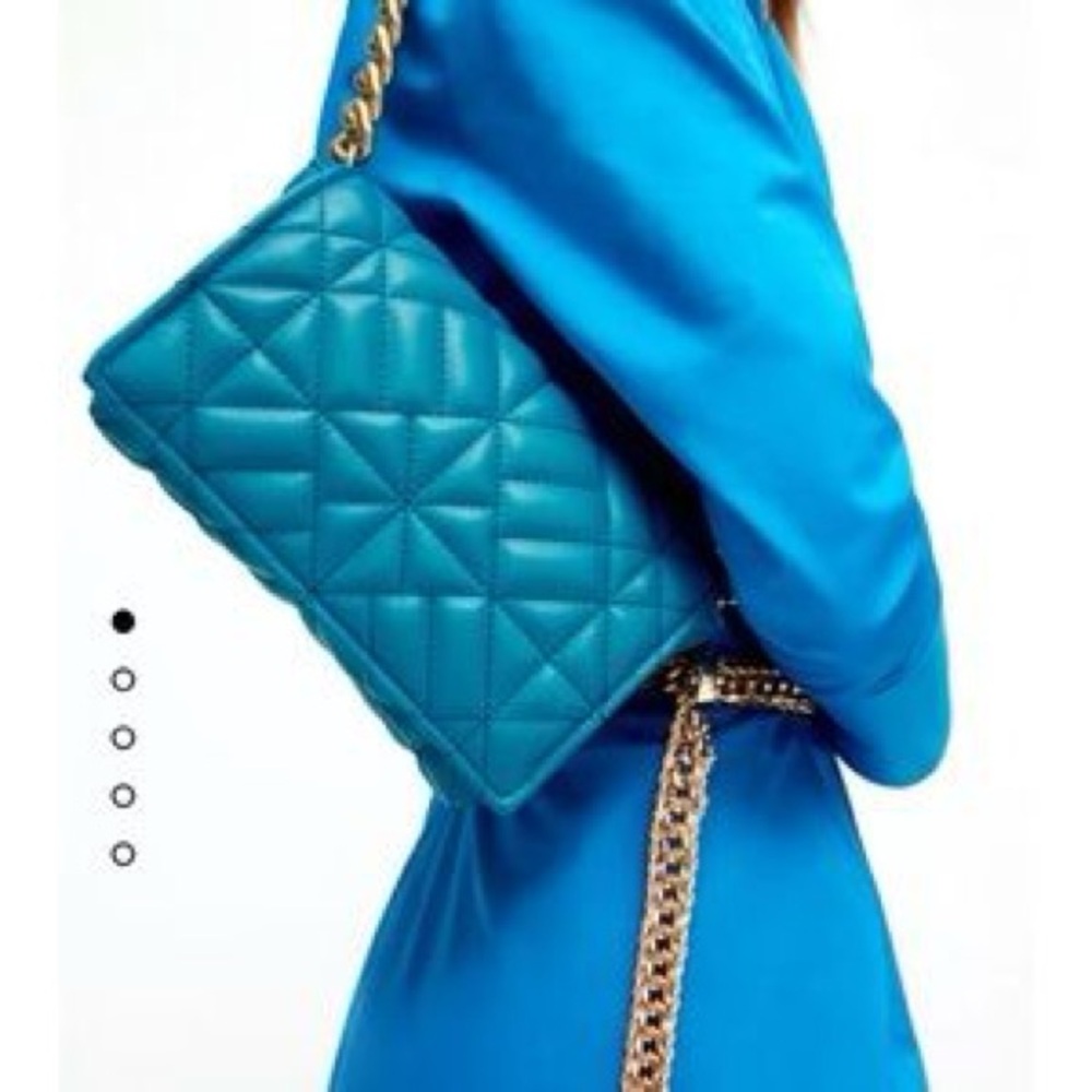 Zara Teal Quilted Chain Bag - Picture 3 of 4
